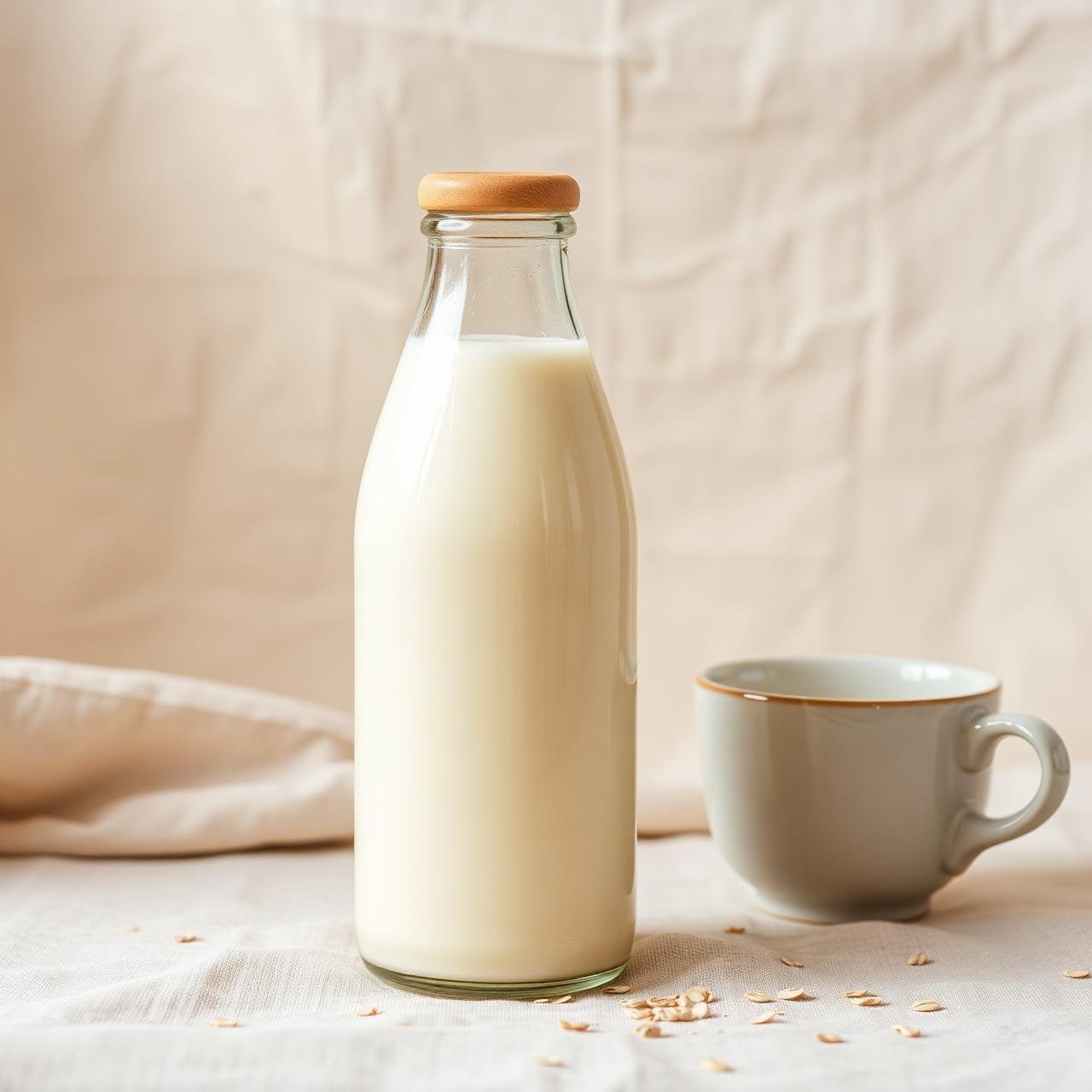 Bouteille de lait de céréales, texture crémeuse