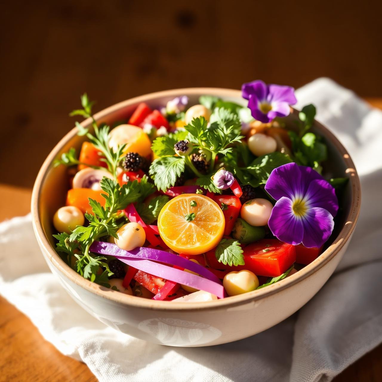 Salade de saison aux herbes fraîches